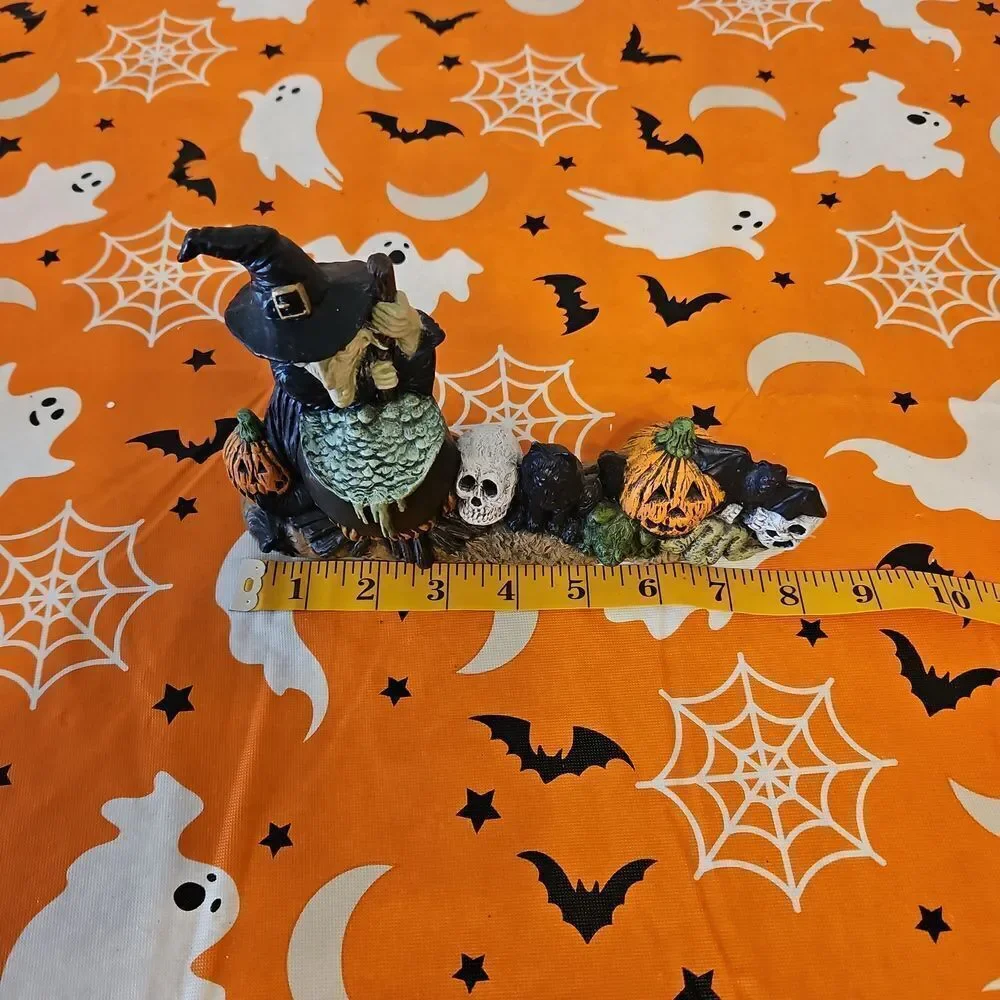 Vintage Nowel'ls Halloween Witch and Pumpkins Ceramic Figurine